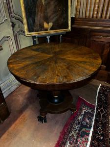 TAV348 - Round central pedestal table in wood, 19th Century, Dimensions Ø 100 x H 80